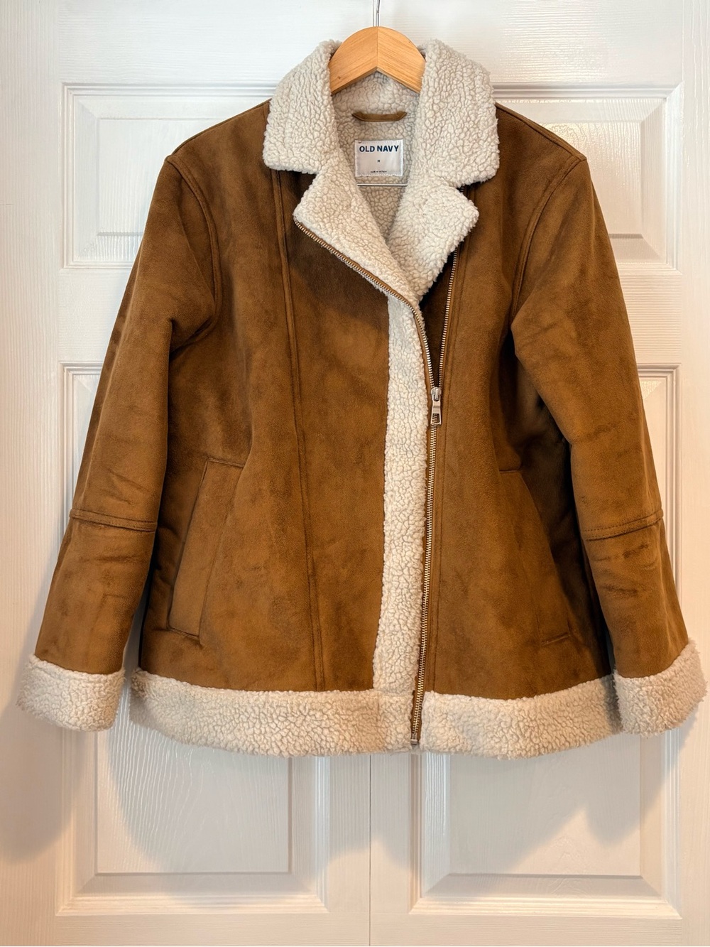 Old Navy Women's Tan Faux-Suede Shearling Jacket